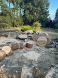 Log rounds and split firewood at job site
